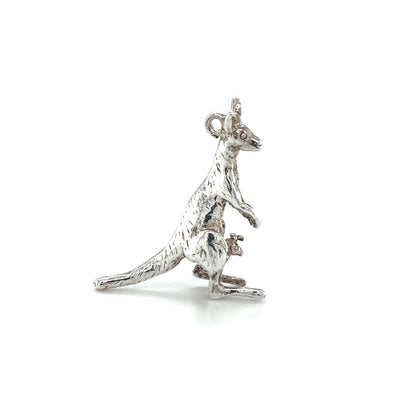 Silver Kangaroo & Joey Charm