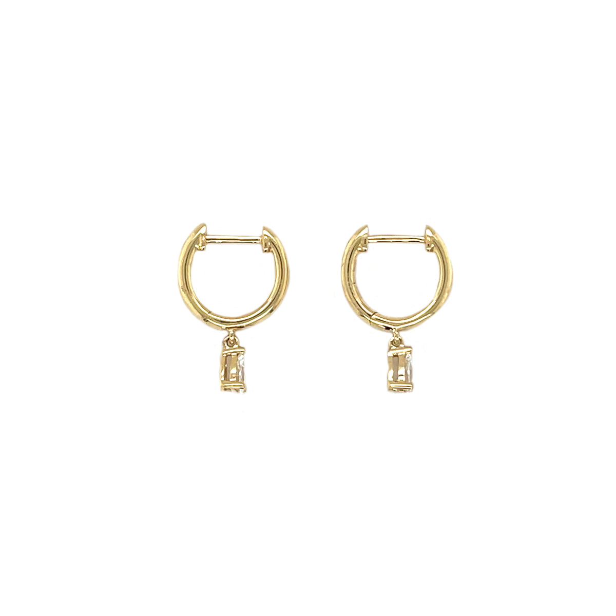 9ct Yellow Gold Diamond Drop Huggie Hoop Earrings