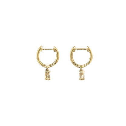 9ct Yellow Gold Diamond Drop Huggie Hoop Earrings