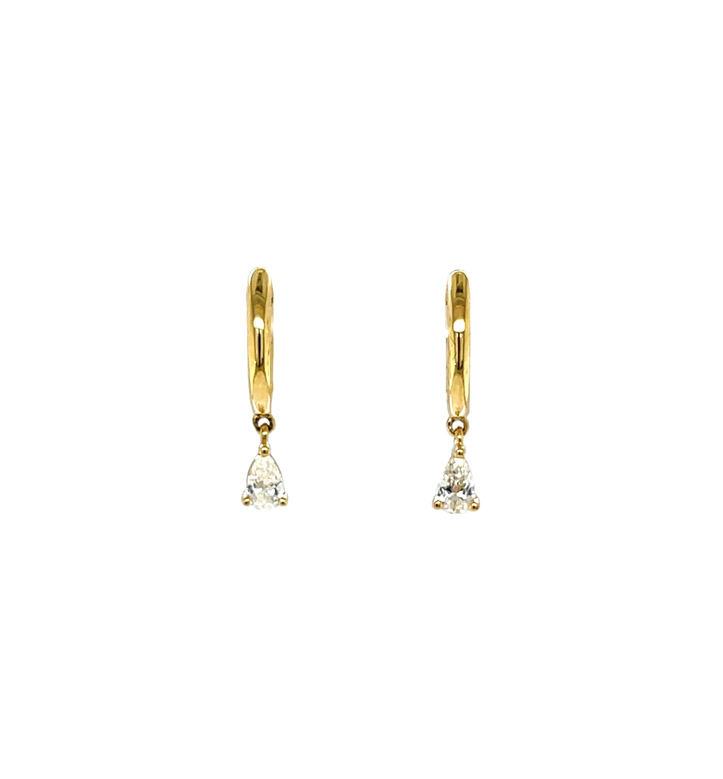 9ct Yellow Gold Diamond Drop Huggie Hoop Earrings