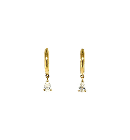 9ct Yellow Gold Diamond Drop Huggie Hoop Earrings