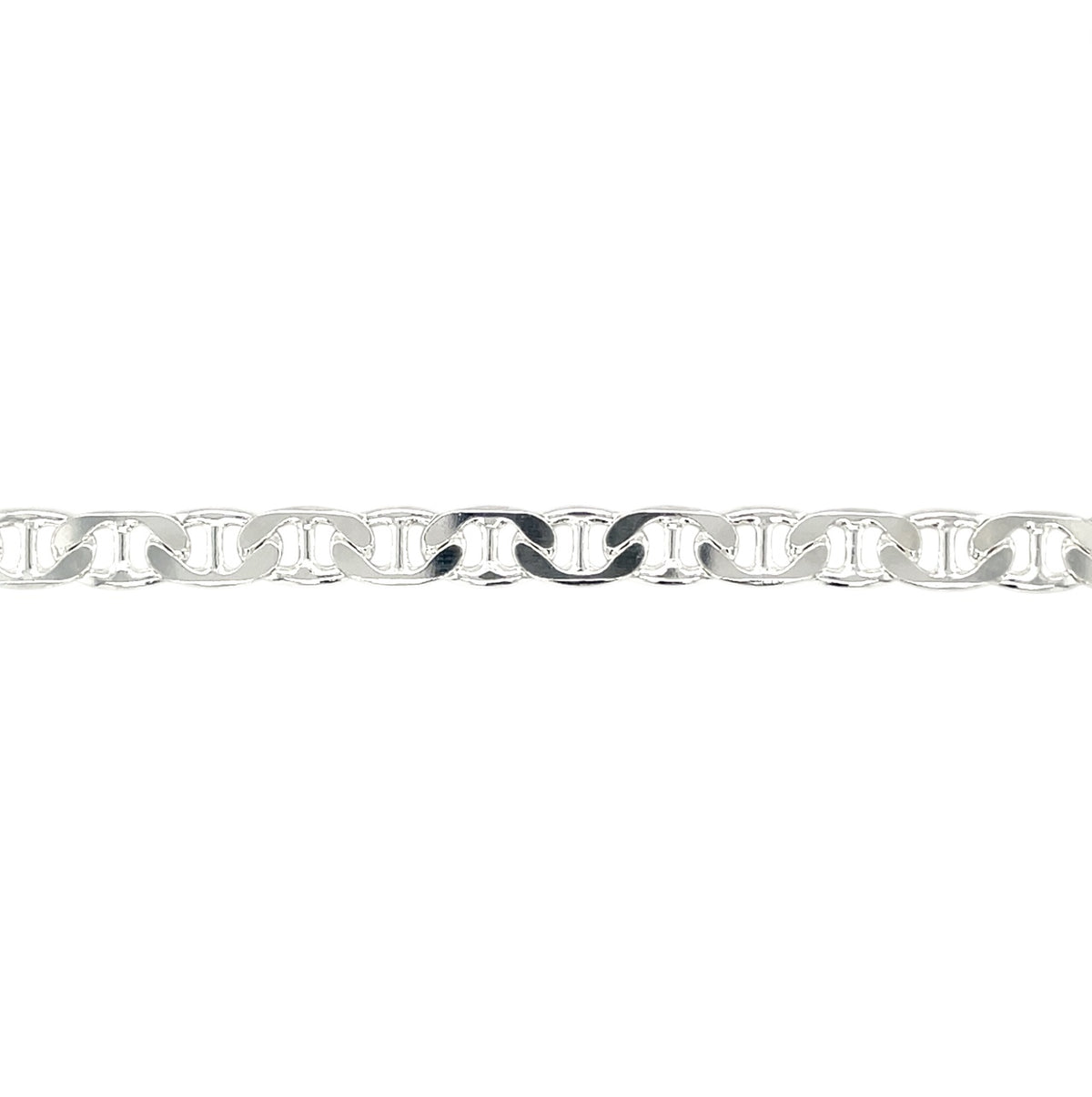 Silver Long Filed Anchor Curb Chain Necklace (22")