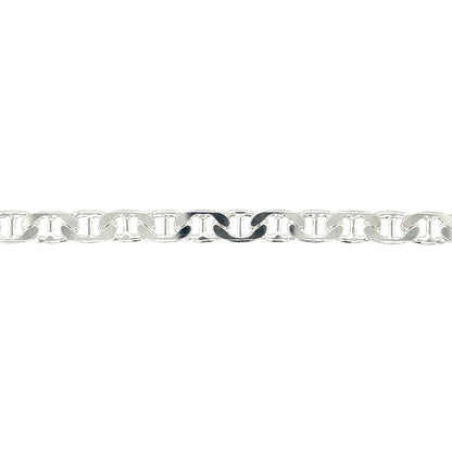 Silver Long Filed Anchor Curb Chain Necklace (22")