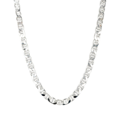 Silver Long Filed Anchor Curb Chain Necklace (22")