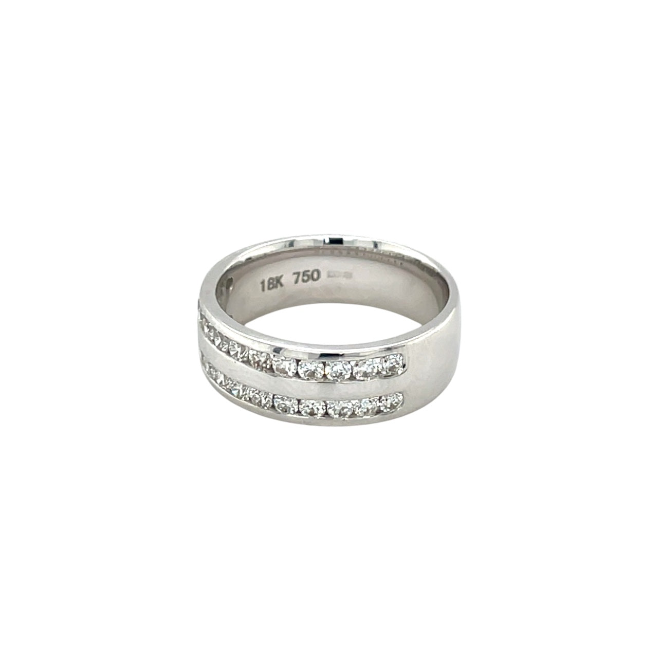 18ct White Gold Double Row Diamond Half-Set Eternity Ring (N)