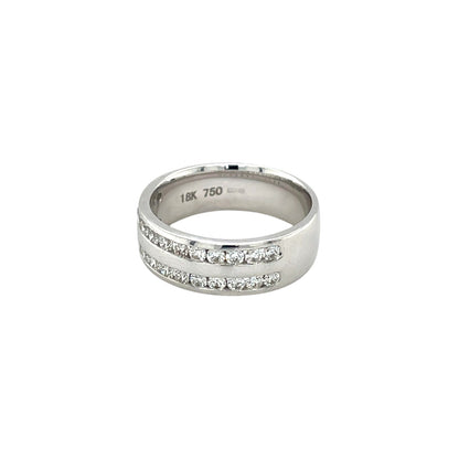 18ct White Gold Double Row Diamond Half-Set Eternity Ring (N)
