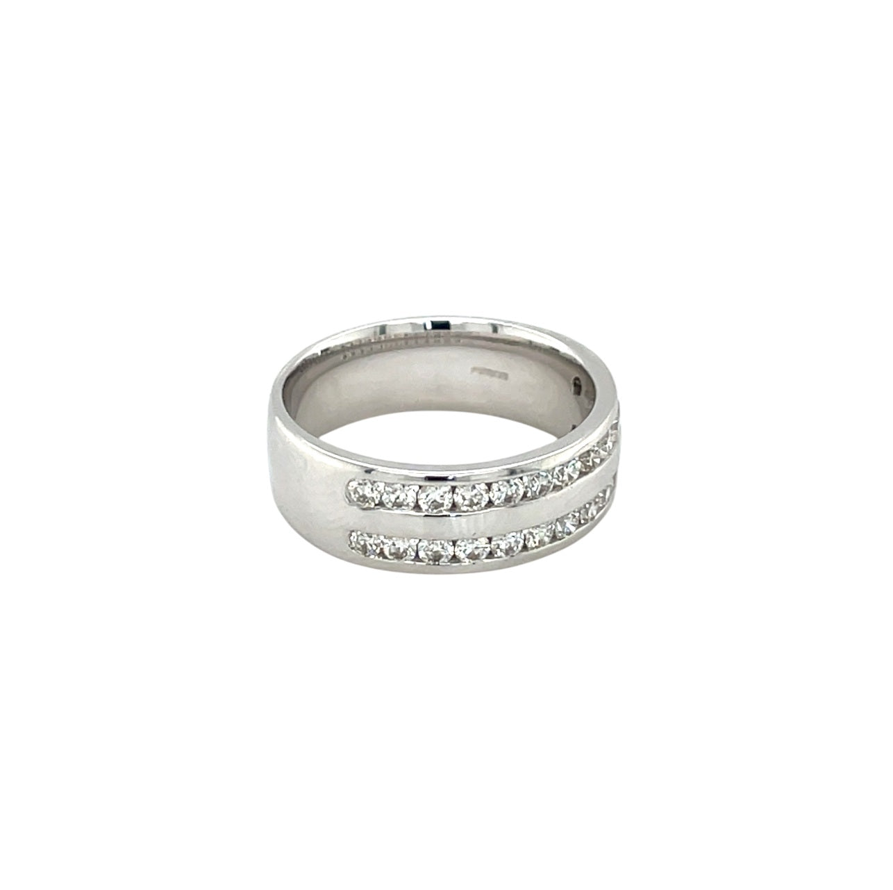 18ct White Gold Double Row Diamond Half-Set Eternity Ring (N)