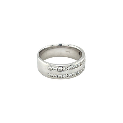 18ct White Gold Double Row Diamond Half-Set Eternity Ring (N)