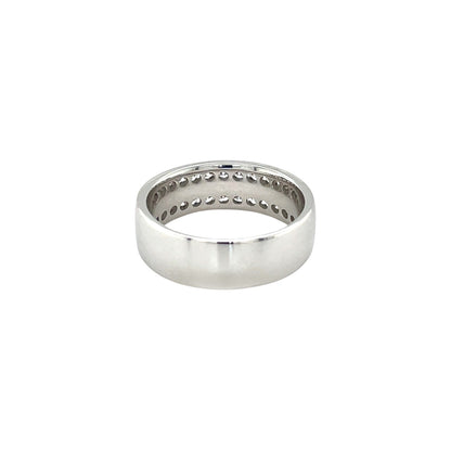 18ct White Gold Double Row Diamond Half-Set Eternity Ring (N)