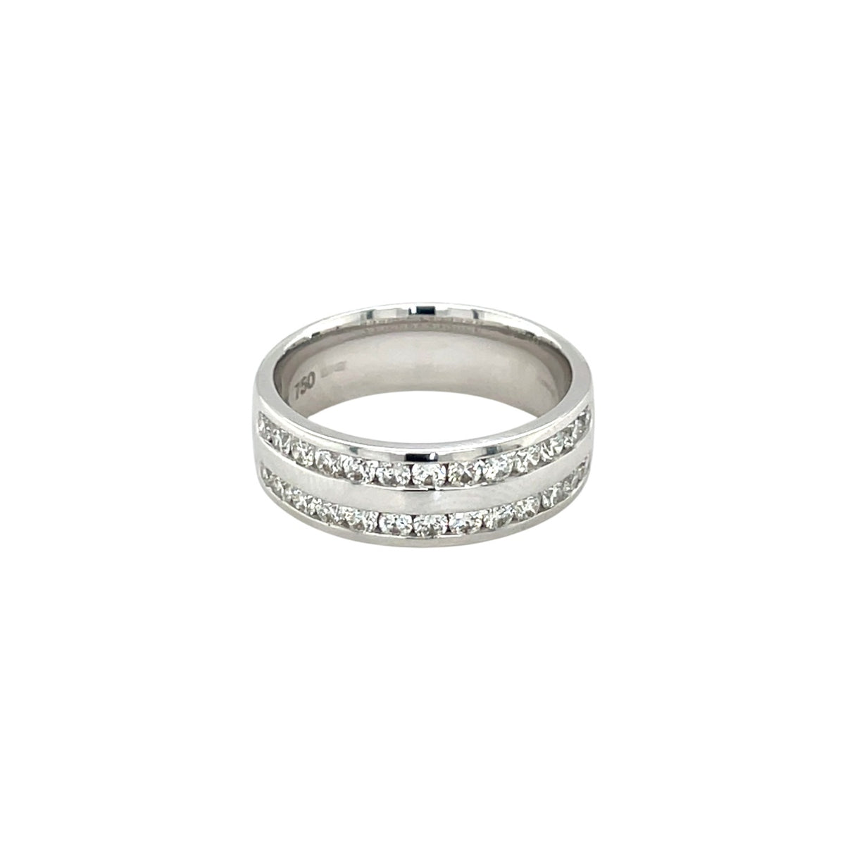 18ct White Gold Double Row Diamond Half-Set Eternity Ring (N)
