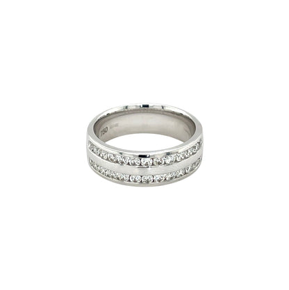 18ct White Gold Double Row Diamond Half-Set Eternity Ring (N)