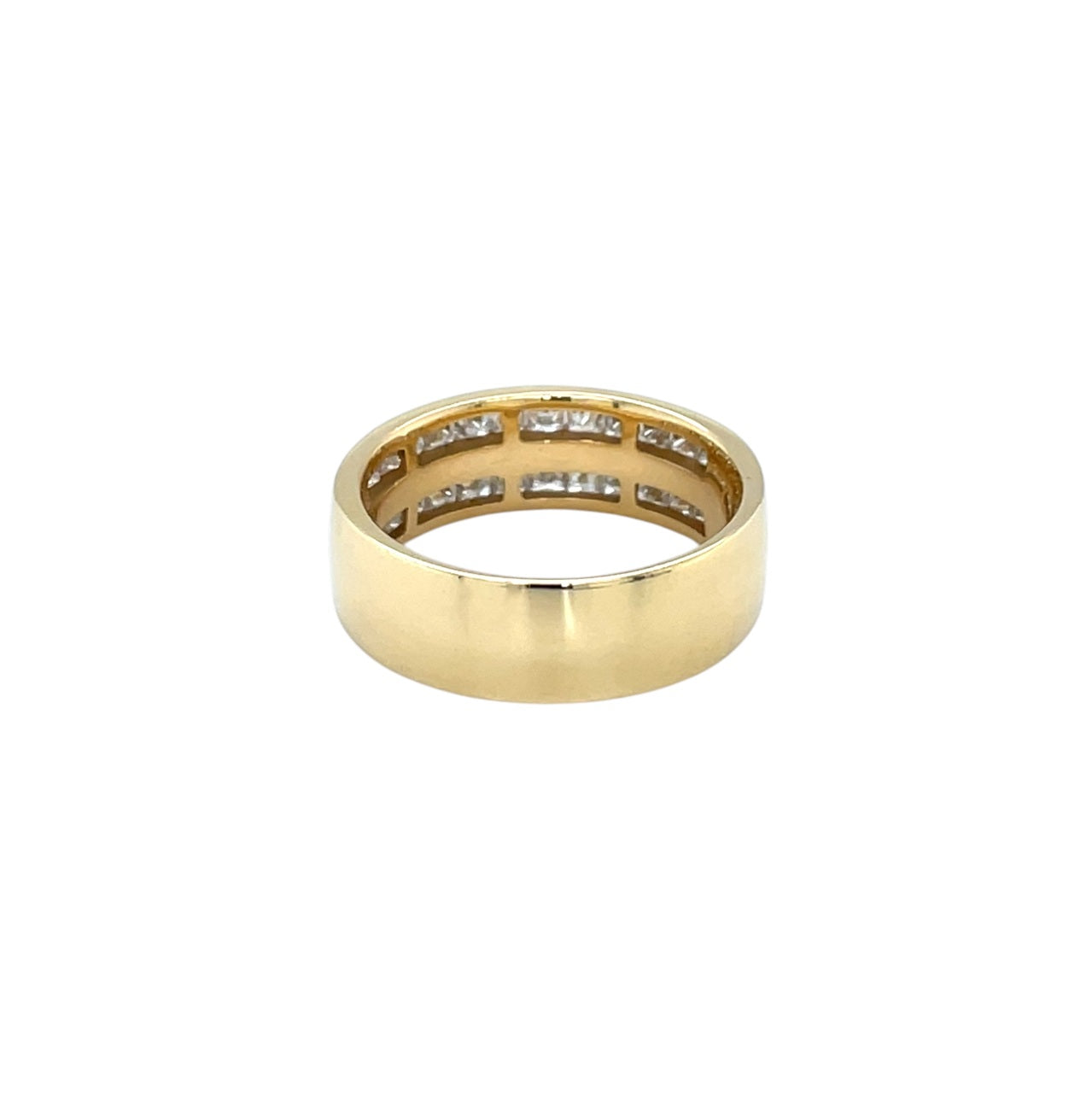 18ct Yellow Gold Double Row Princess-Cut Diamond Half-Set Eternity Ring (M)