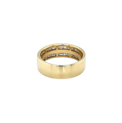 18ct Yellow Gold Double Row Princess-Cut Diamond Half-Set Eternity Ring (M)