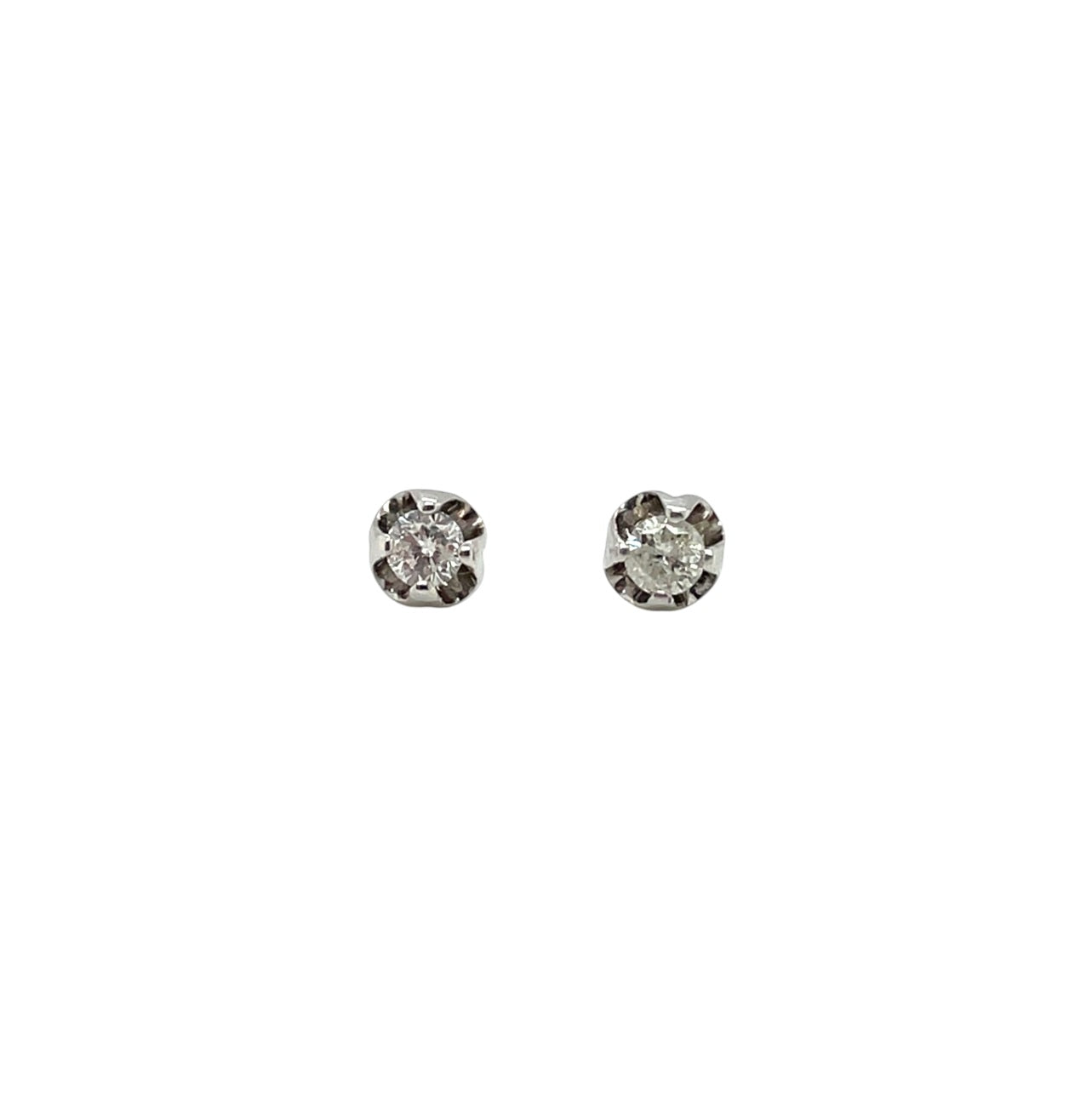 14ct White Gold Diamond Stud Earrings