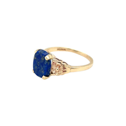 9ct Yellow Gold Lapis Lazuli & Diamond Ring (N1/2)