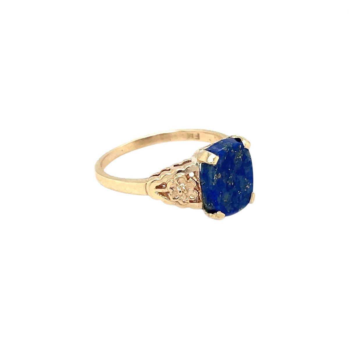 9ct Yellow Gold Lapis Lazuli & Diamond Ring (N1/2)