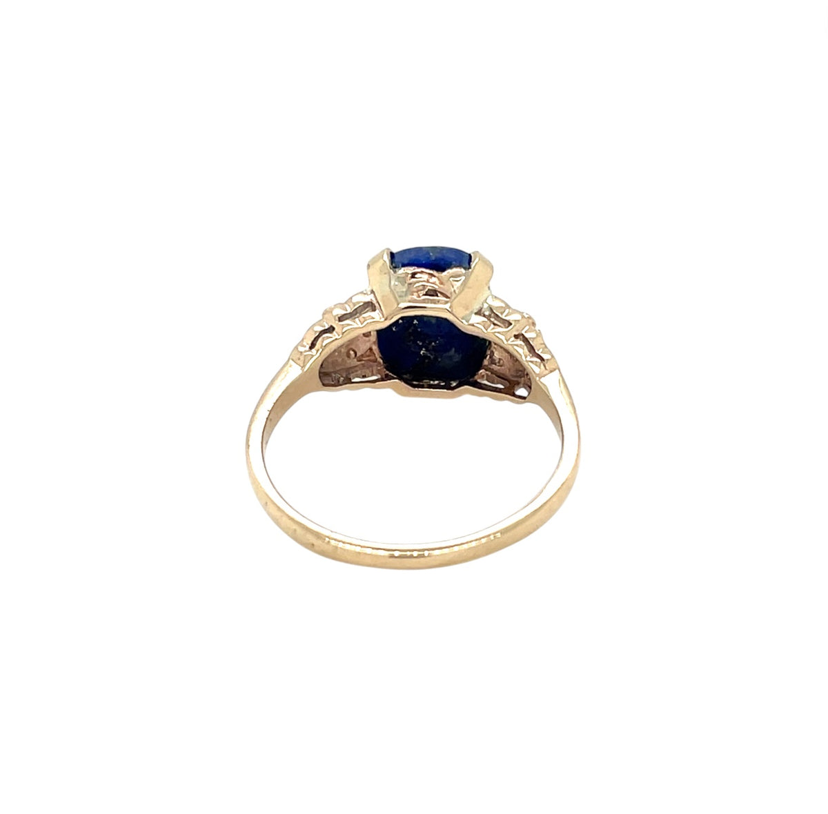 9ct Yellow Gold Lapis Lazuli & Diamond Ring (N1/2)