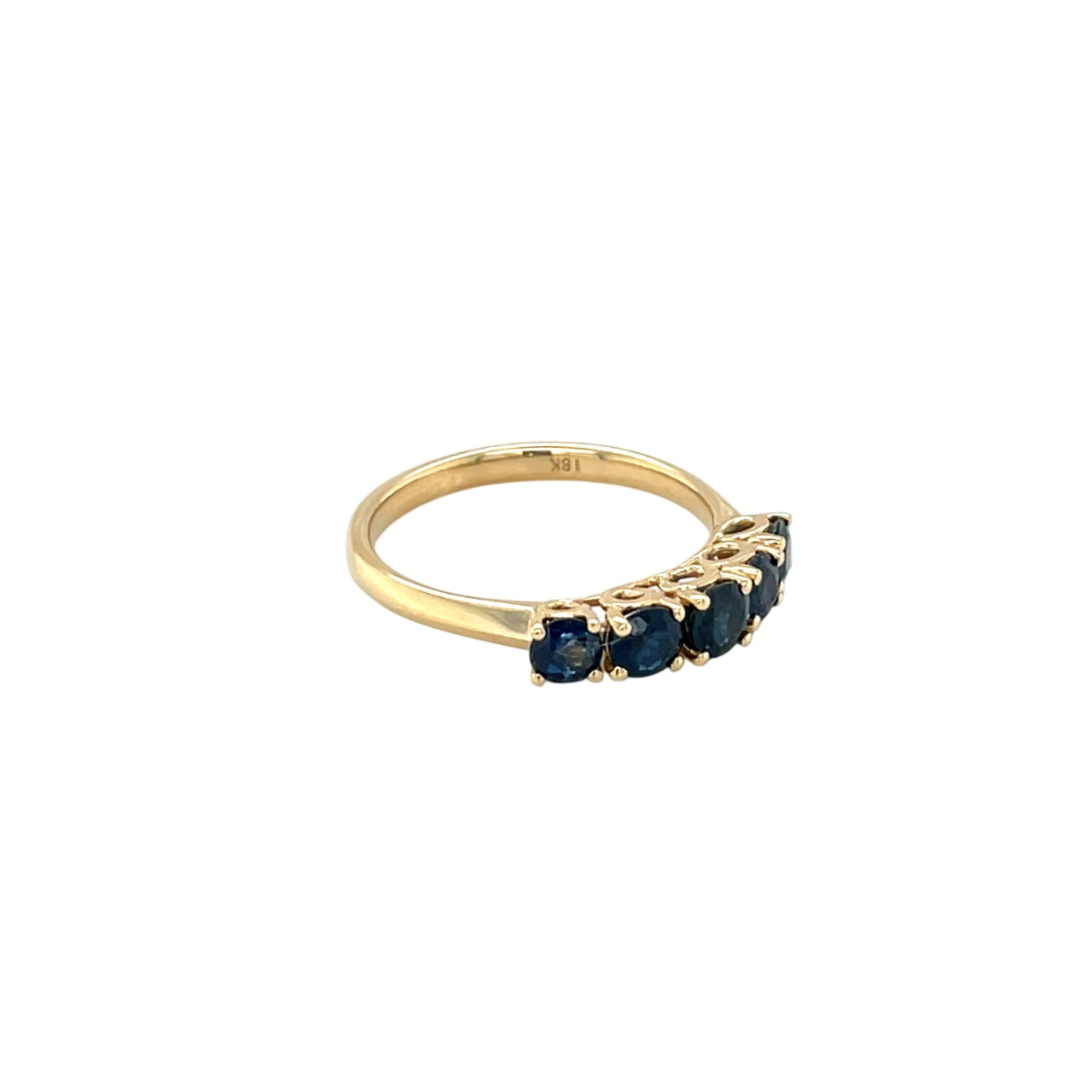 18ct Yellow Gold Blue Sapphire Five-Stone Ring (M)