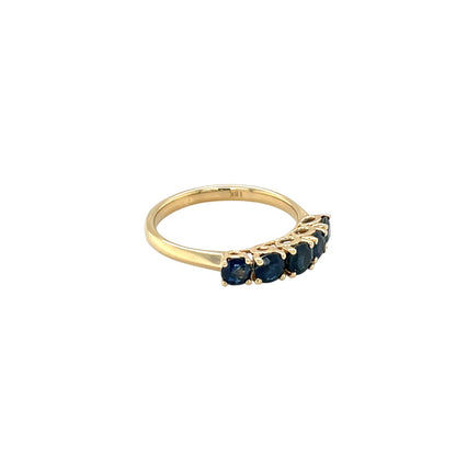 18ct Yellow Gold Blue Sapphire Five-Stone Ring (M)