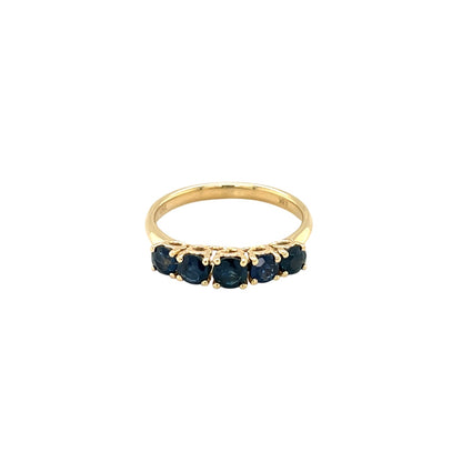 18ct Yellow Gold Blue Sapphire Five-Stone Ring (M)