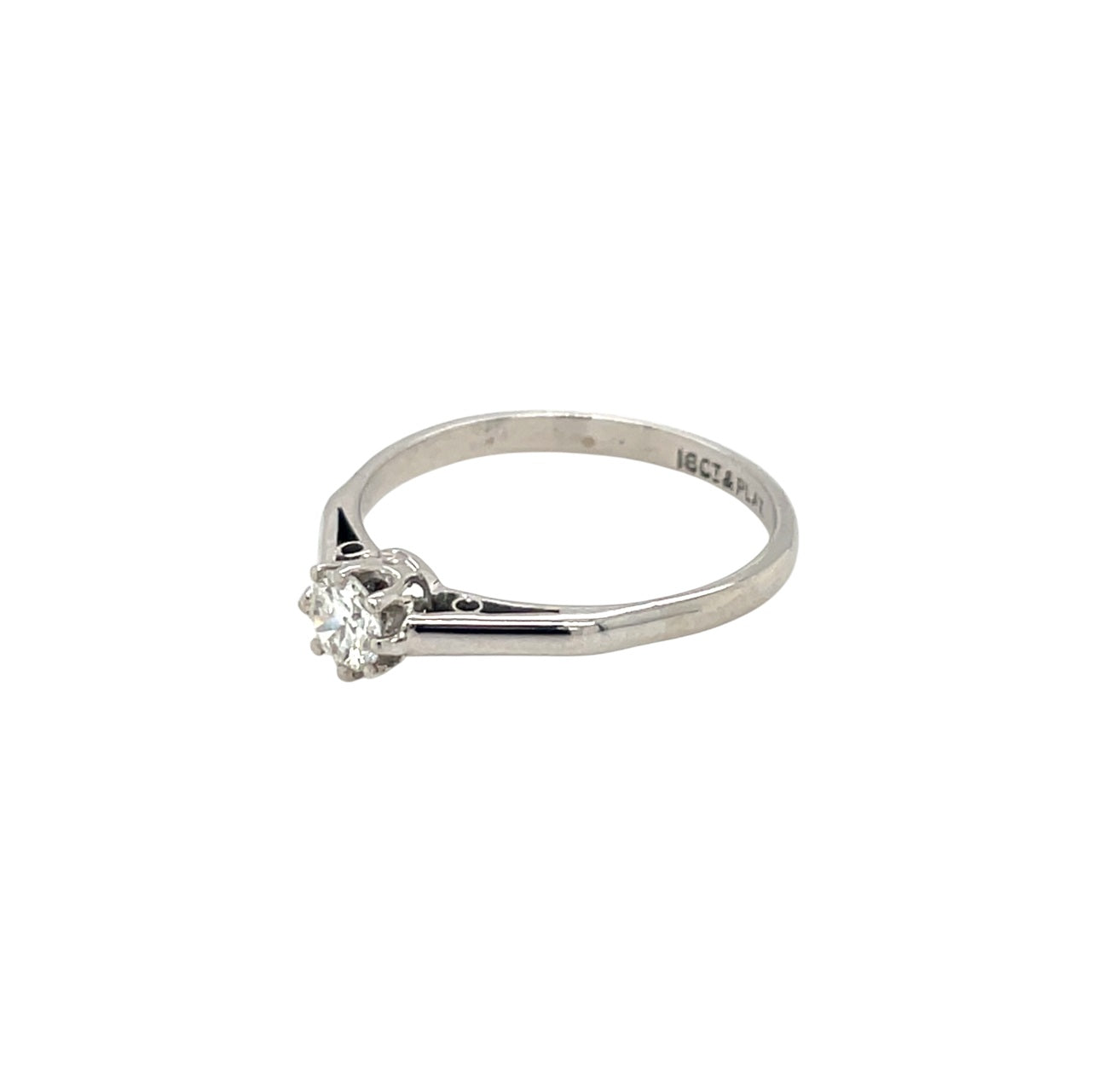 18ct White Gold & Platinum Single Diamond Ring (N)