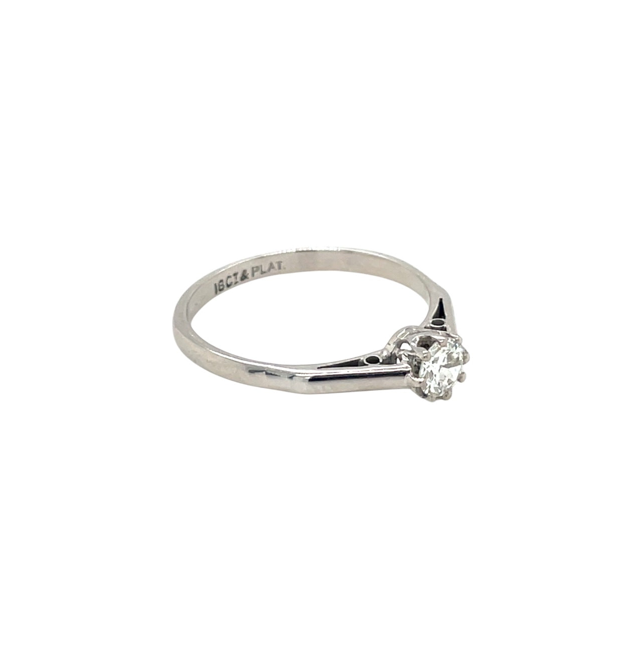 18ct White Gold & Platinum Single Diamond Ring (N)