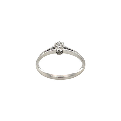 18ct White Gold & Platinum Single Diamond Ring (N)