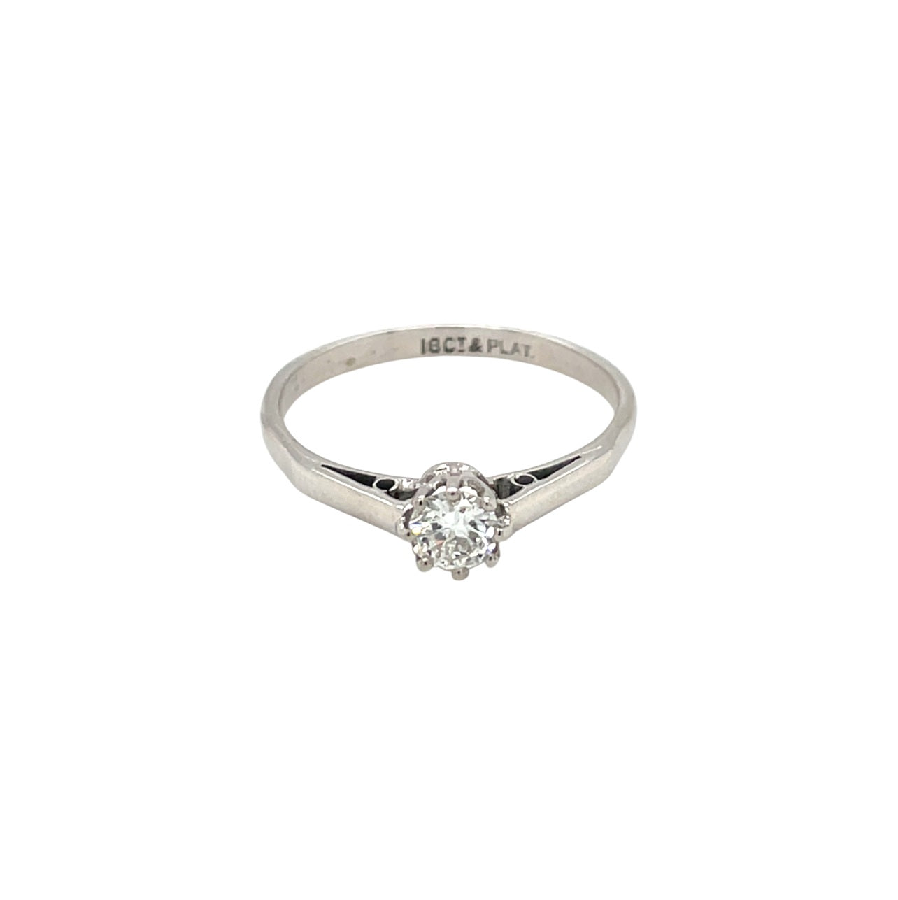 18ct White Gold & Platinum Single Diamond Ring (N)