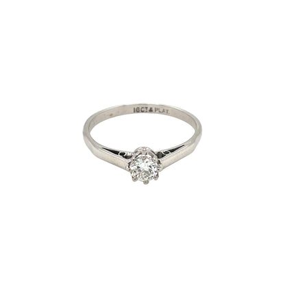 18ct White Gold & Platinum Single Diamond Ring (N)