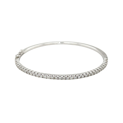 18ct White Gold Diamond Oval Bangle
