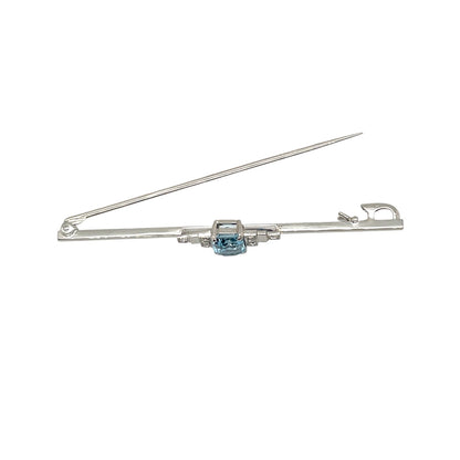 14ct White Gold Aquamarine & Diamond Brooch