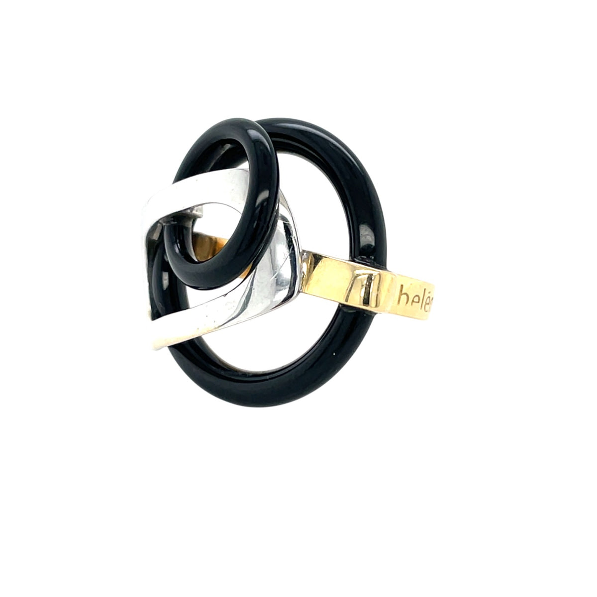18ct Yellow & White Gold Helen Bajo Onyx Ring (L1/2)