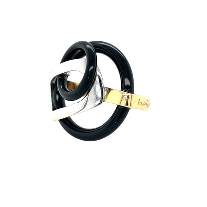 18ct Yellow & White Gold Helen Bajo Onyx Ring (L1/2)