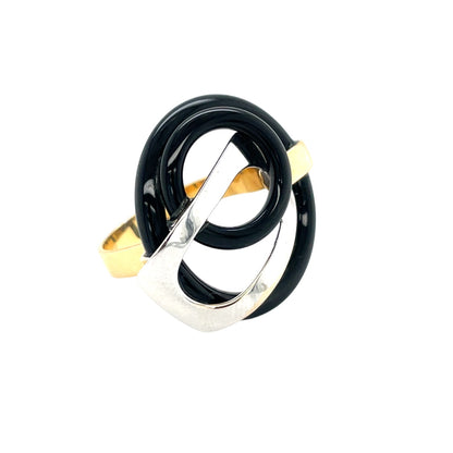 18ct Yellow & White Gold Helen Bajo Onyx Ring (L1/2)