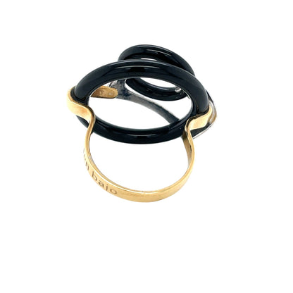 18ct Yellow & White Gold Helen Bajo Onyx Ring (L1/2)