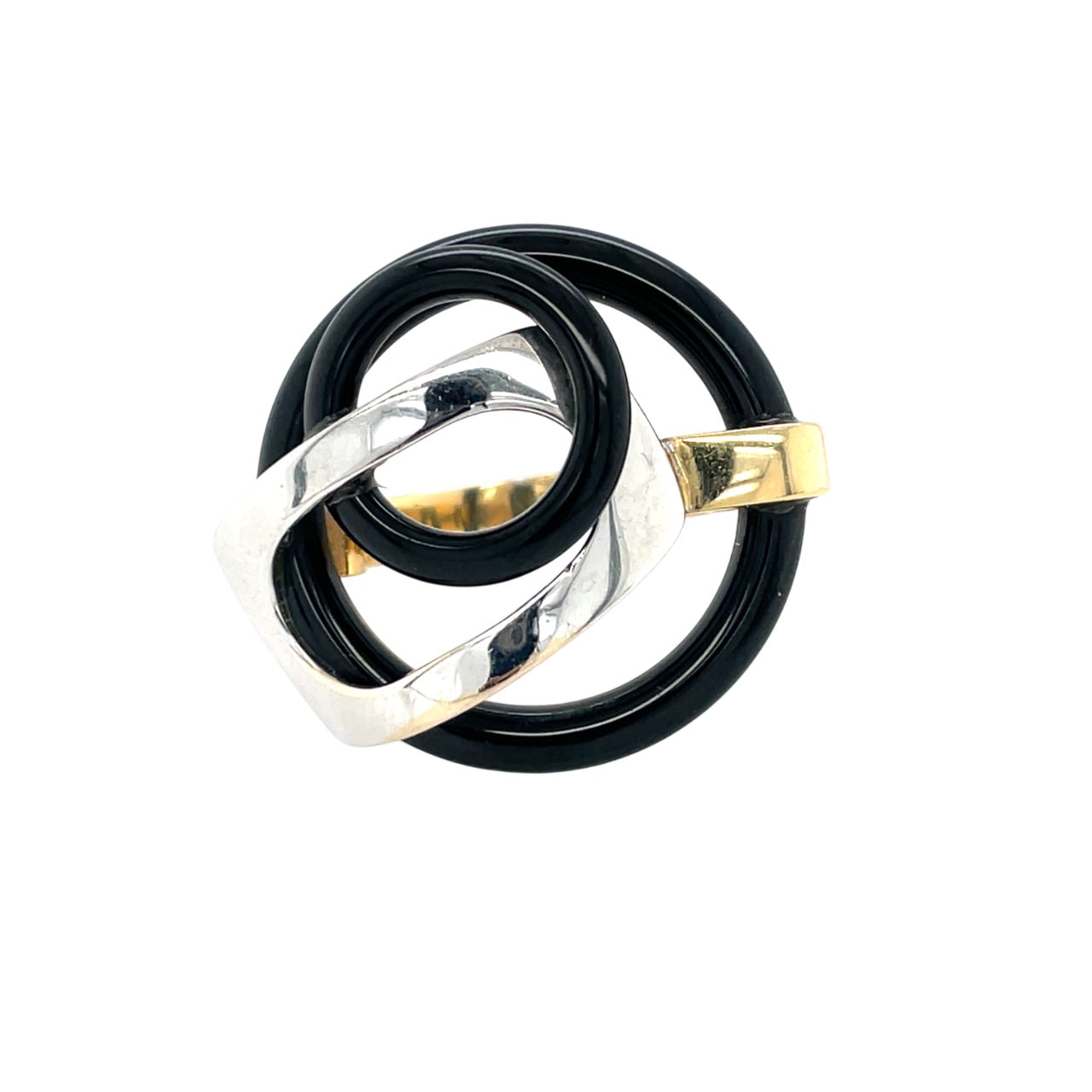 18ct Yellow & White Gold Helen Bajo Onyx Ring (L1/2)