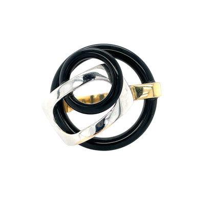 18ct Yellow & White Gold Helen Bajo Onyx Ring (L1/2)