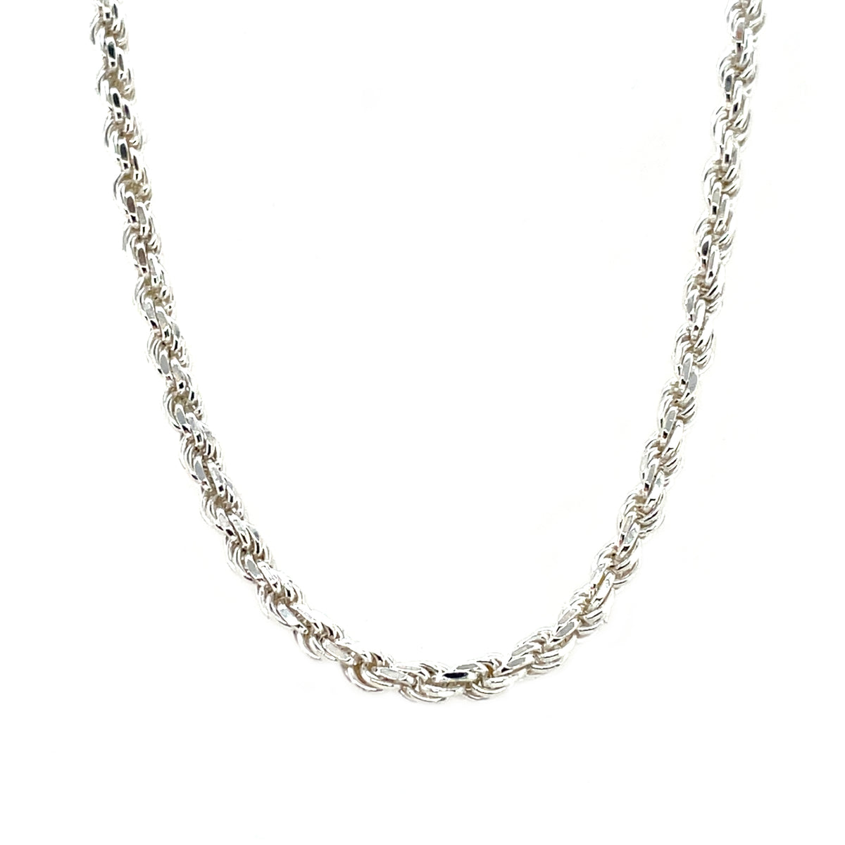 Silver Filed Rope Chain (22")