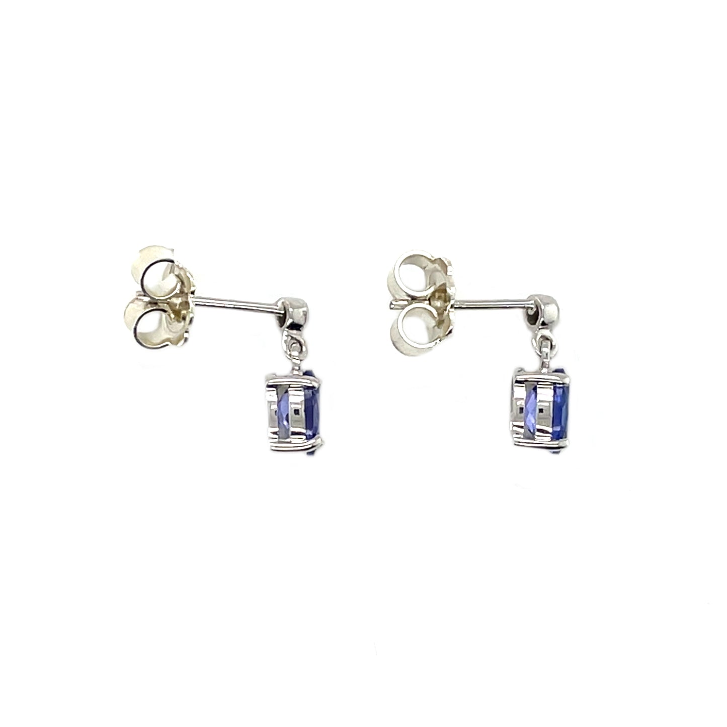 9ct White Gold Oval Tanzanite Drop Earrings