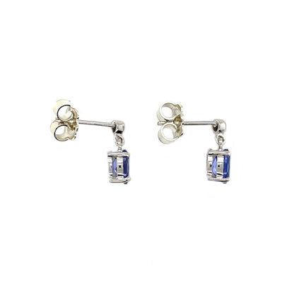 9ct White Gold Oval Tanzanite Drop Earrings