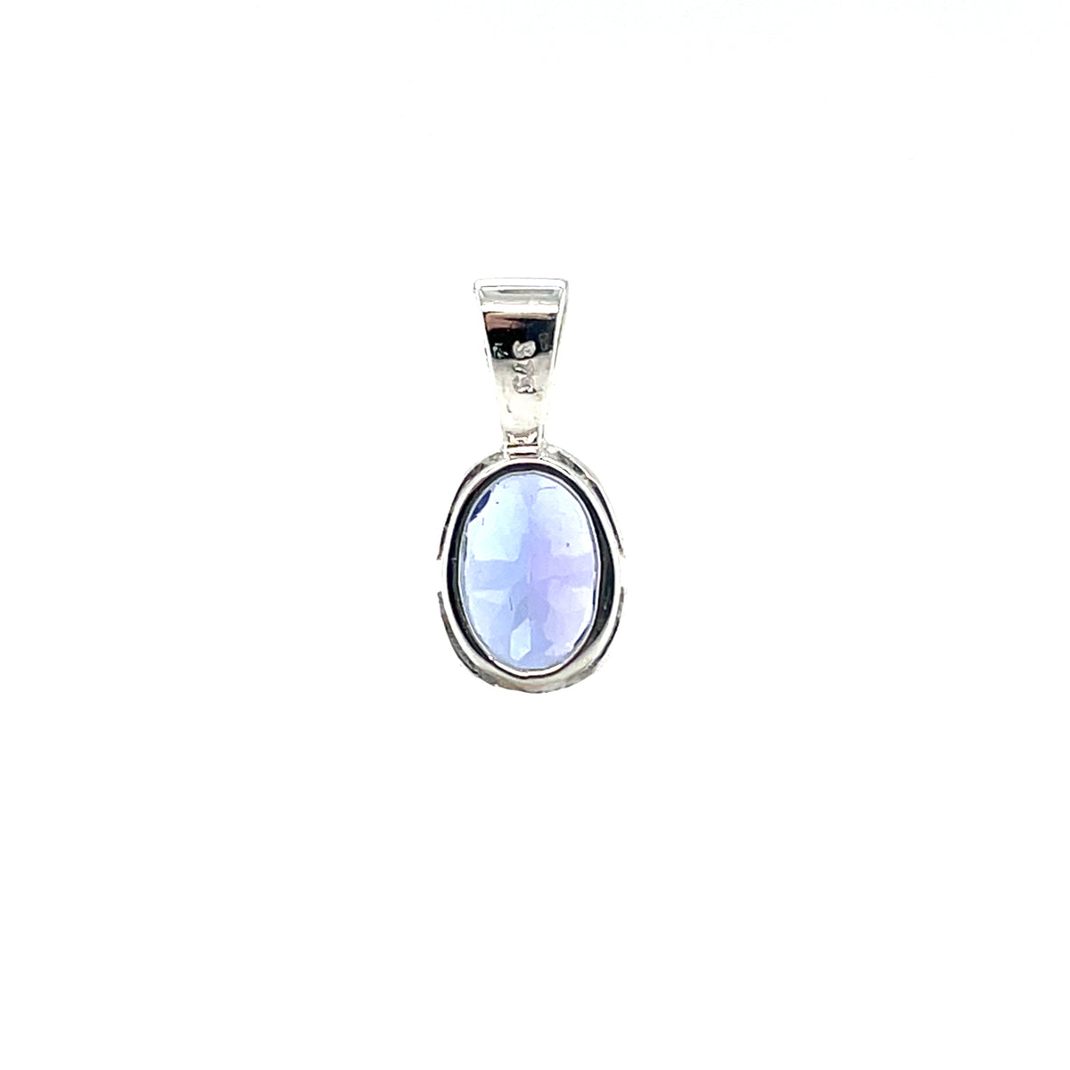9ct White Gold Oval Tanzanite Rubover Pendant (7x5mm)