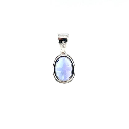 9ct White Gold Oval Tanzanite Rubover Pendant (7x5mm)