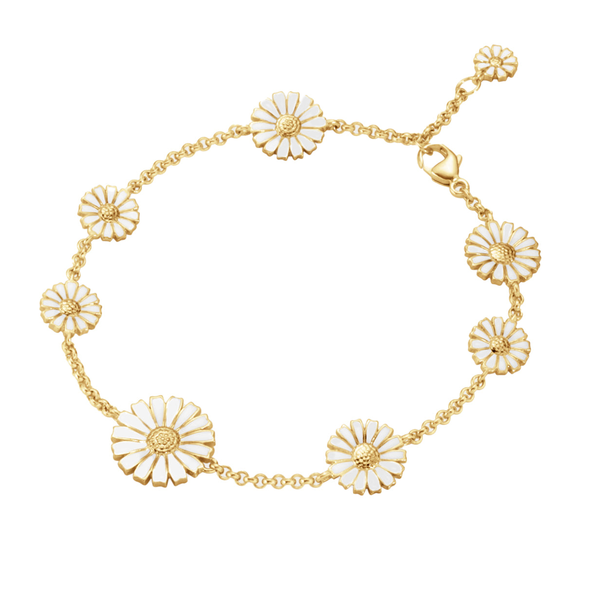 Georg Jensen Gold-Plated Silver Daisy Bracelet with White Enamel