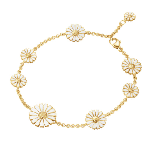 Georg Jensen Gold-Plated Silver Daisy Bracelet with White Enamel