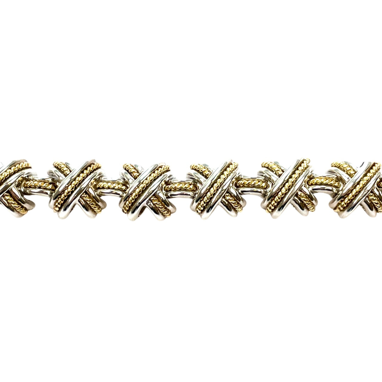 Silver & 18ct Yellow Gold Tiffany & Co. Signature X Bracelet (7")