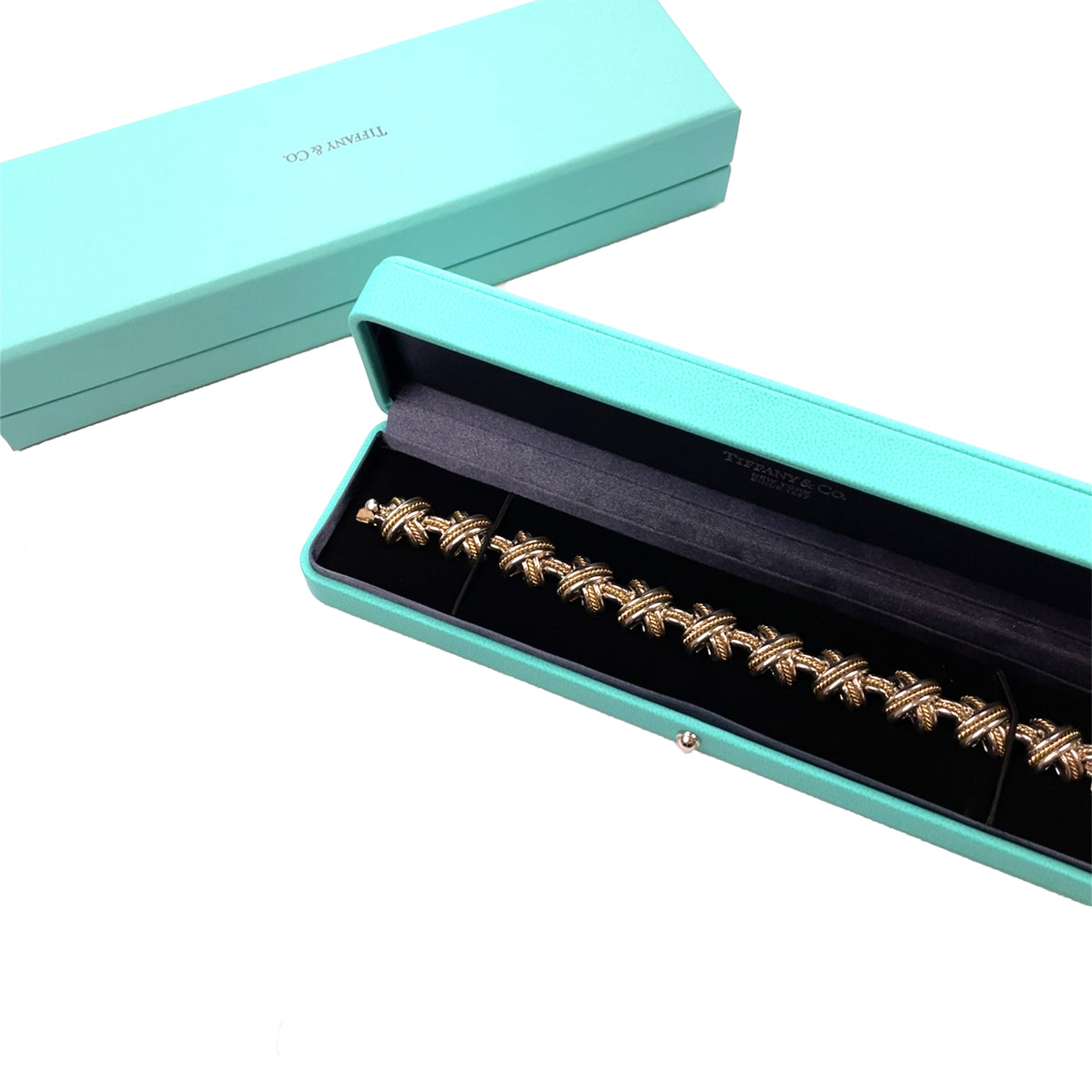 Silver & 18ct Yellow Gold Tiffany & Co. Signature X Bracelet (7")
