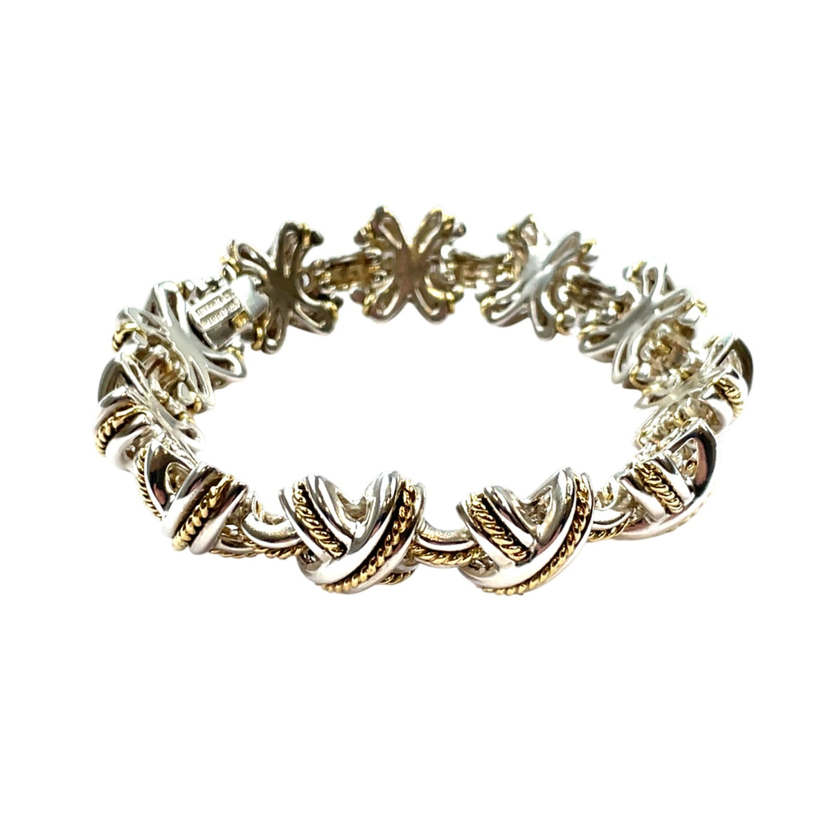Silver & 18ct Yellow Gold Tiffany & Co. Signature X Bracelet (7")