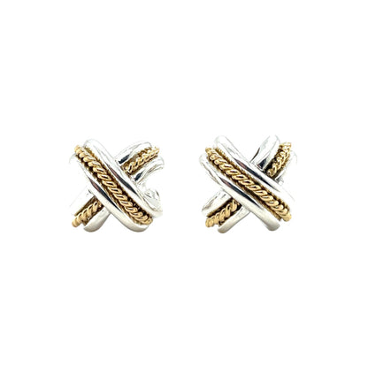 18ct Gold & Silver Tiffany & Co. X Kiss Earrings