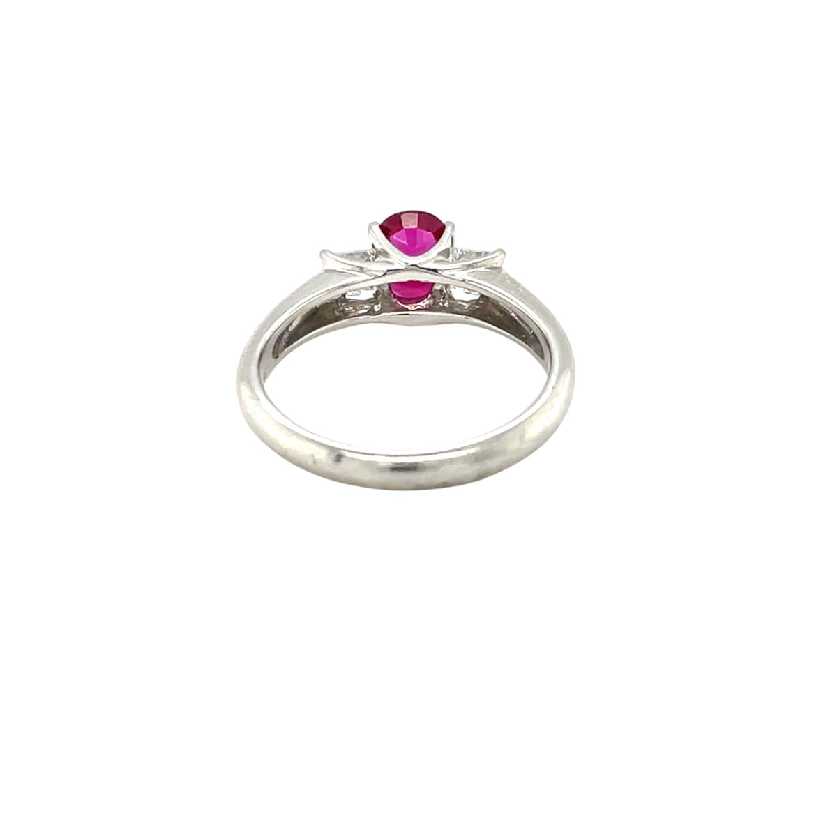 Platinum Ruby & Diamond Three Stone Ring (M)