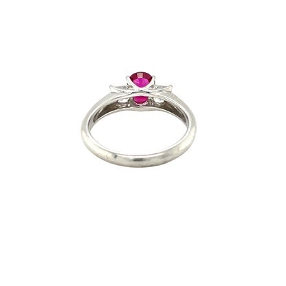 Platinum Ruby & Diamond Three Stone Ring (M)
